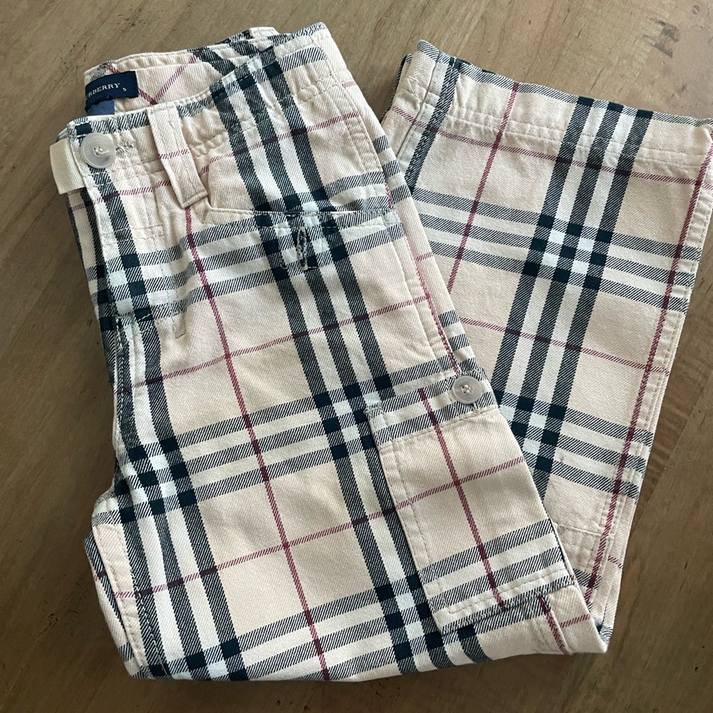 Burberry Cream and Black Casual Plaid Bottoms